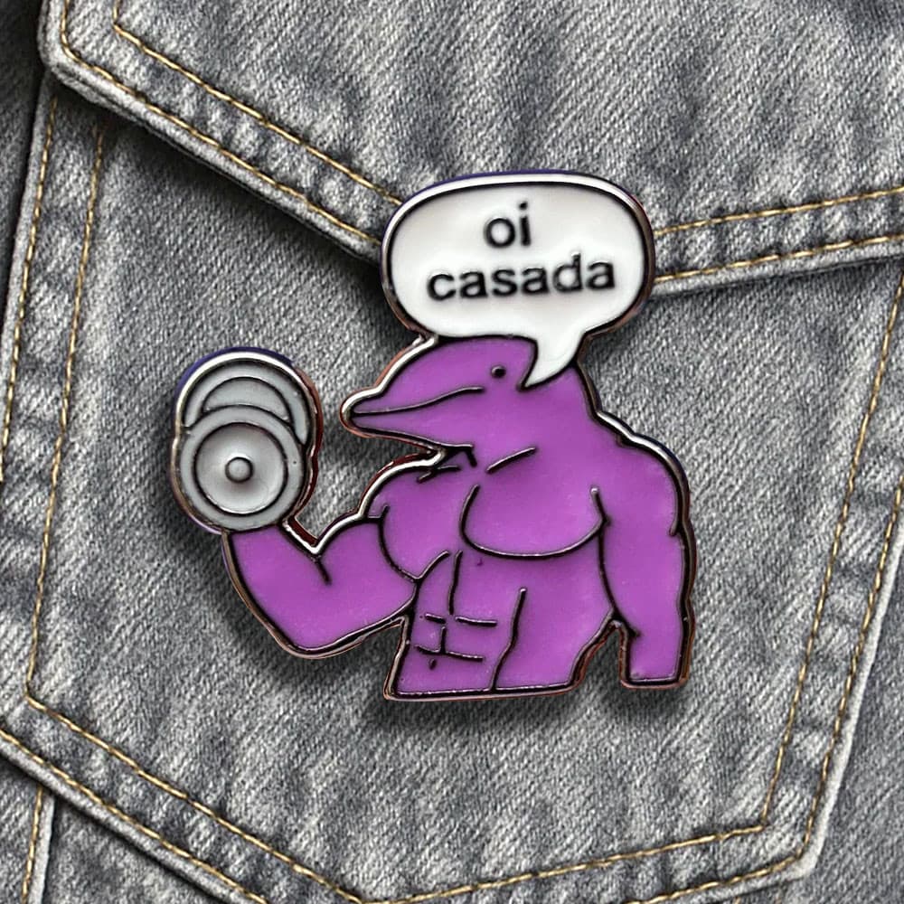 Pin de Metal Meme Boto Oi Casada Broches para Mochila