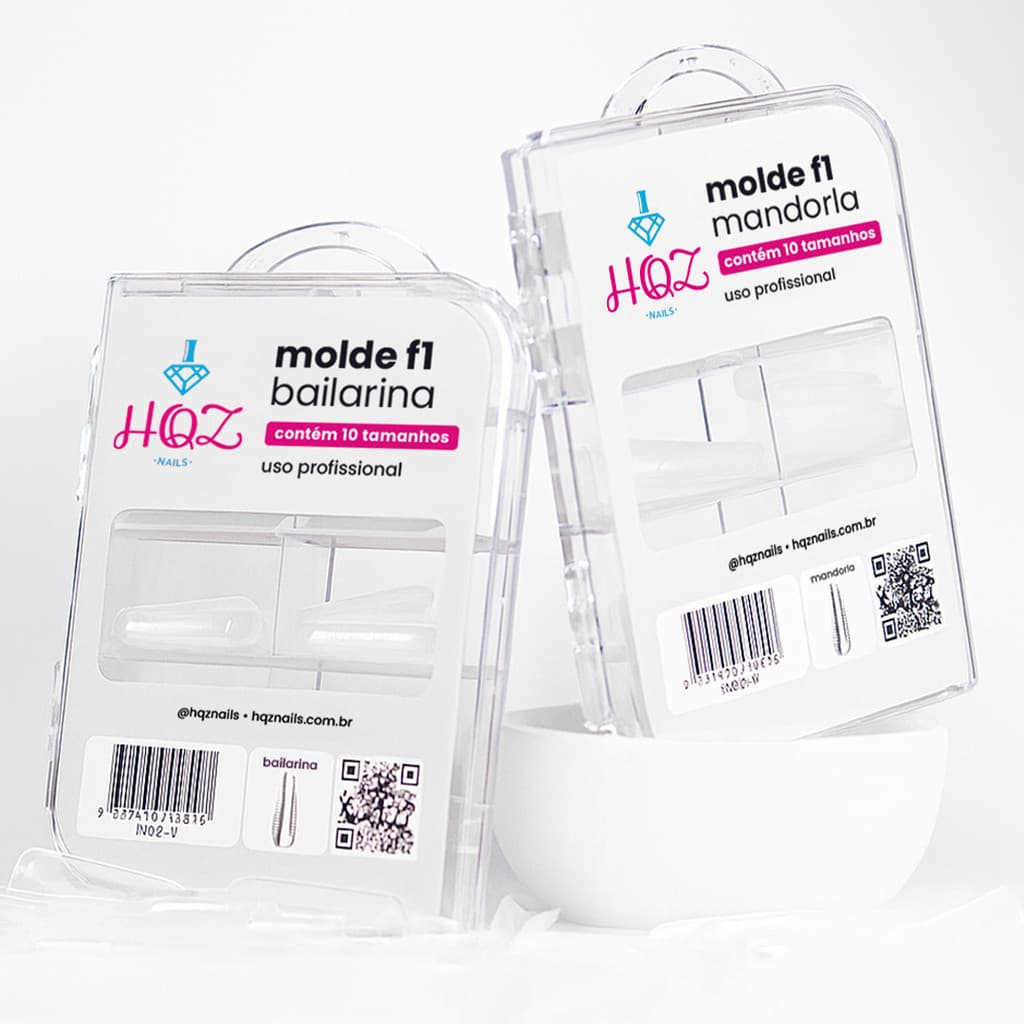 Molde F1 HQZ Nails Ápice baixo Anatômico e Reutlizável