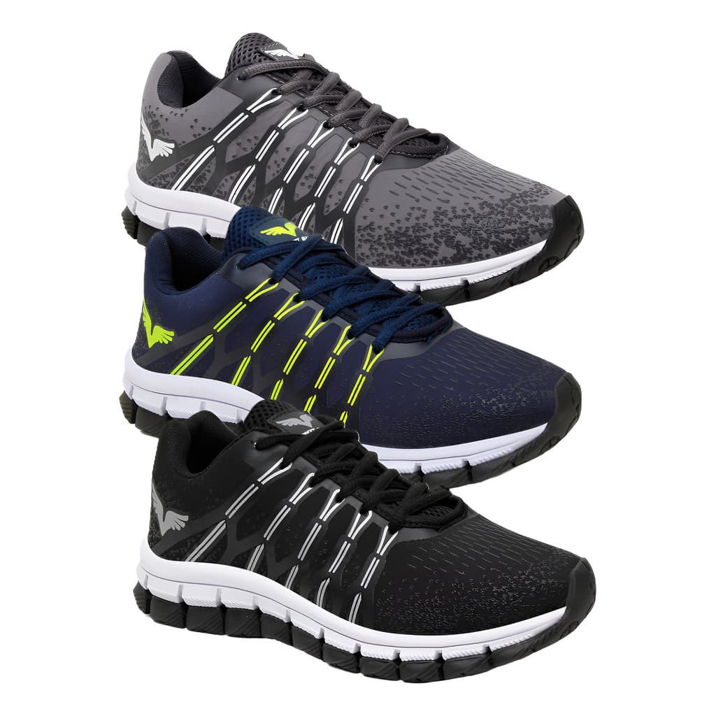Kit 3 Pares Tênis Masculino Confortável Treino Tecido Leve