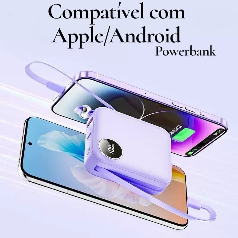 Bateria Carregador Portátil Power Bank Turbo 22.5W 10.000mah Usb-C e Lightning branco ou preto