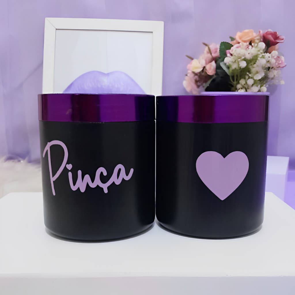 Kit 2 Organizador Plástico Pinça Escovinha Cotonete Algodão Lilás