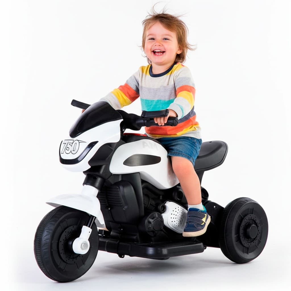 Moto Motinho Elétrico Menino Triciclo Infantil Race Branca 6v Com Sons E Luzes - Unitoys