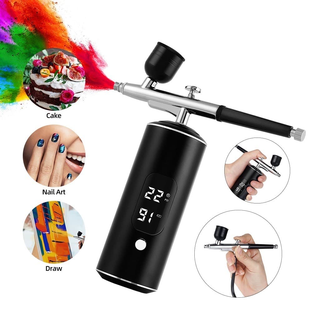 Kit De Aerógrafo Sem Fio ForeverLily Com Tela De Exibição Profissional Portátil Para Maquiagem , Modelo , Pintura , Bolo