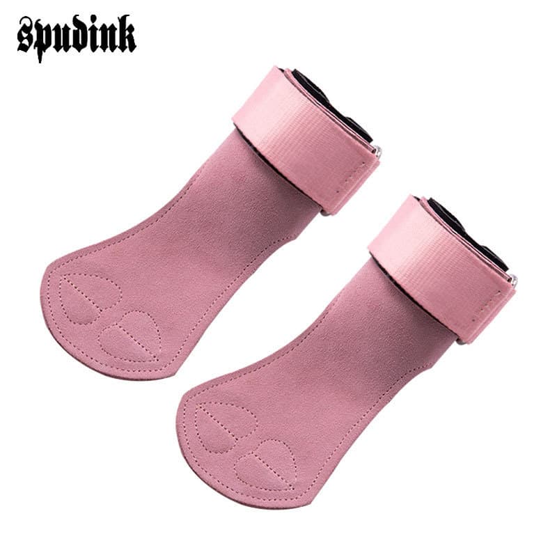 Couro Deadlift Power cinto luvas de Fitness pulseira feminino pêssego coração palma proteção Pull-Up cinto de aperto