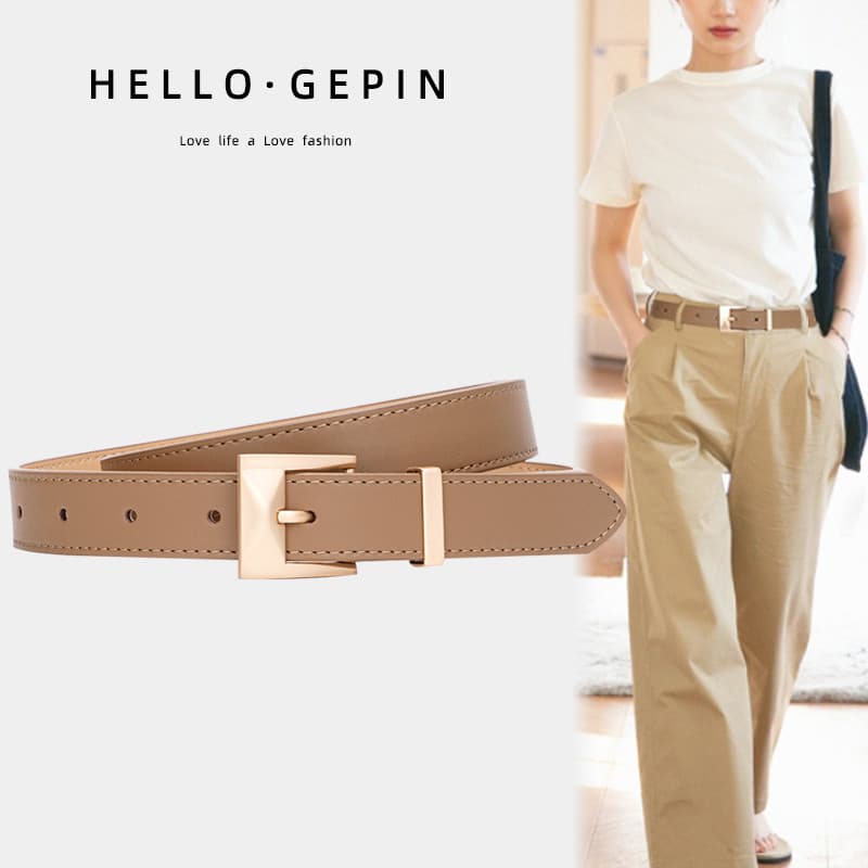 Senhoras cinto de couro genuíno moda ins estilo All-Match Retro decoração terno cinto preto feminino Jeans cinto na moda