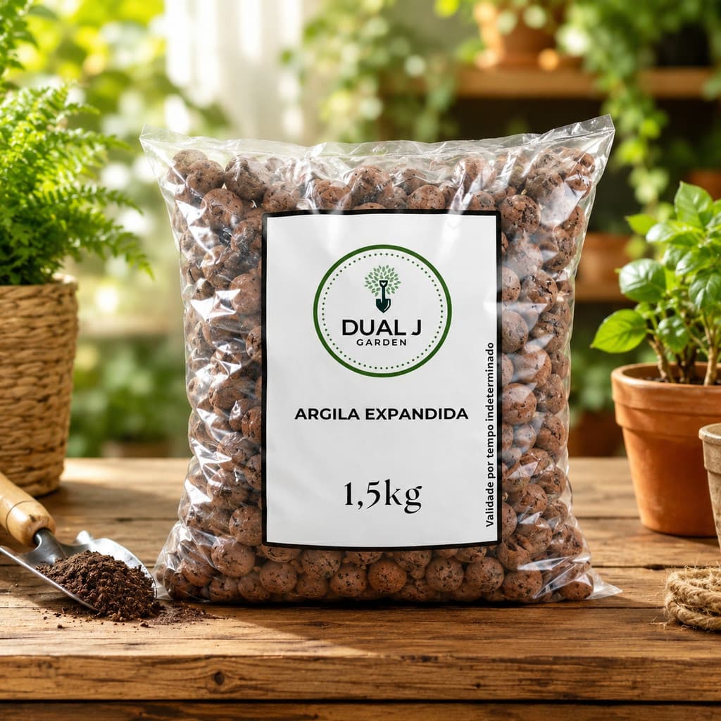 Argila Expandida Dual J Garden 1,5kg Para Vasos, Jardins, Plantas, Drenagem e Decoração