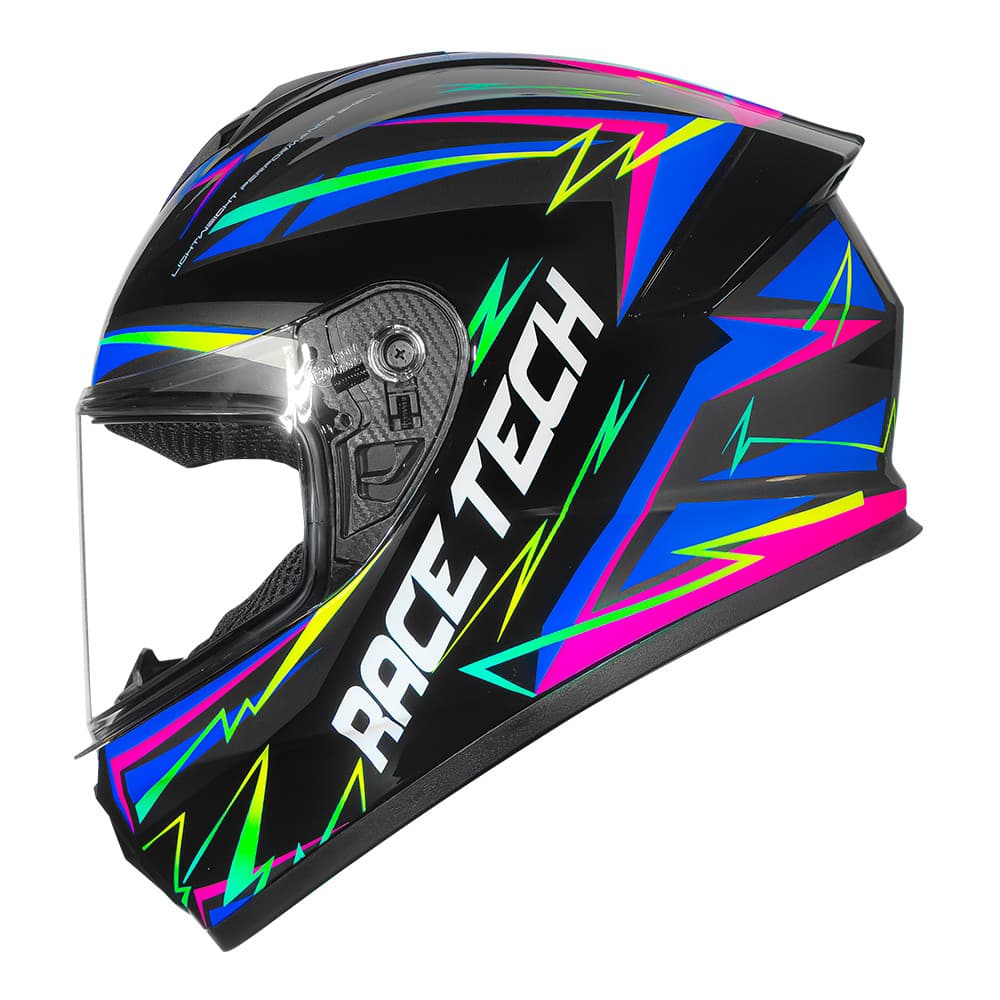 Capacete Race Tech Hit Spark Preto Cinza Brilho Fechado Moto