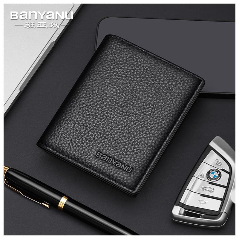 carteira masculina carteira masculina com ziper Carteira masculina estilo Vertical de primeira camada de couro ultrafina