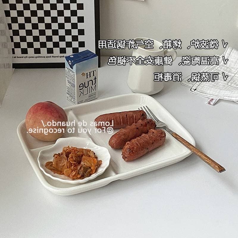 Prato de jantar estilo coreano estilo Ins, prato de jantar quantitativo com redução de gordura, compartimento doméstico,