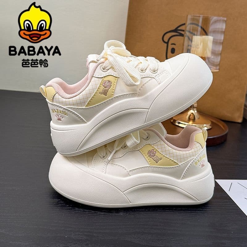 Baba pato sapatos brancos dos desenhos animados de sola grossa sapatos de dedo grande feminino 2026 primavera novo estil