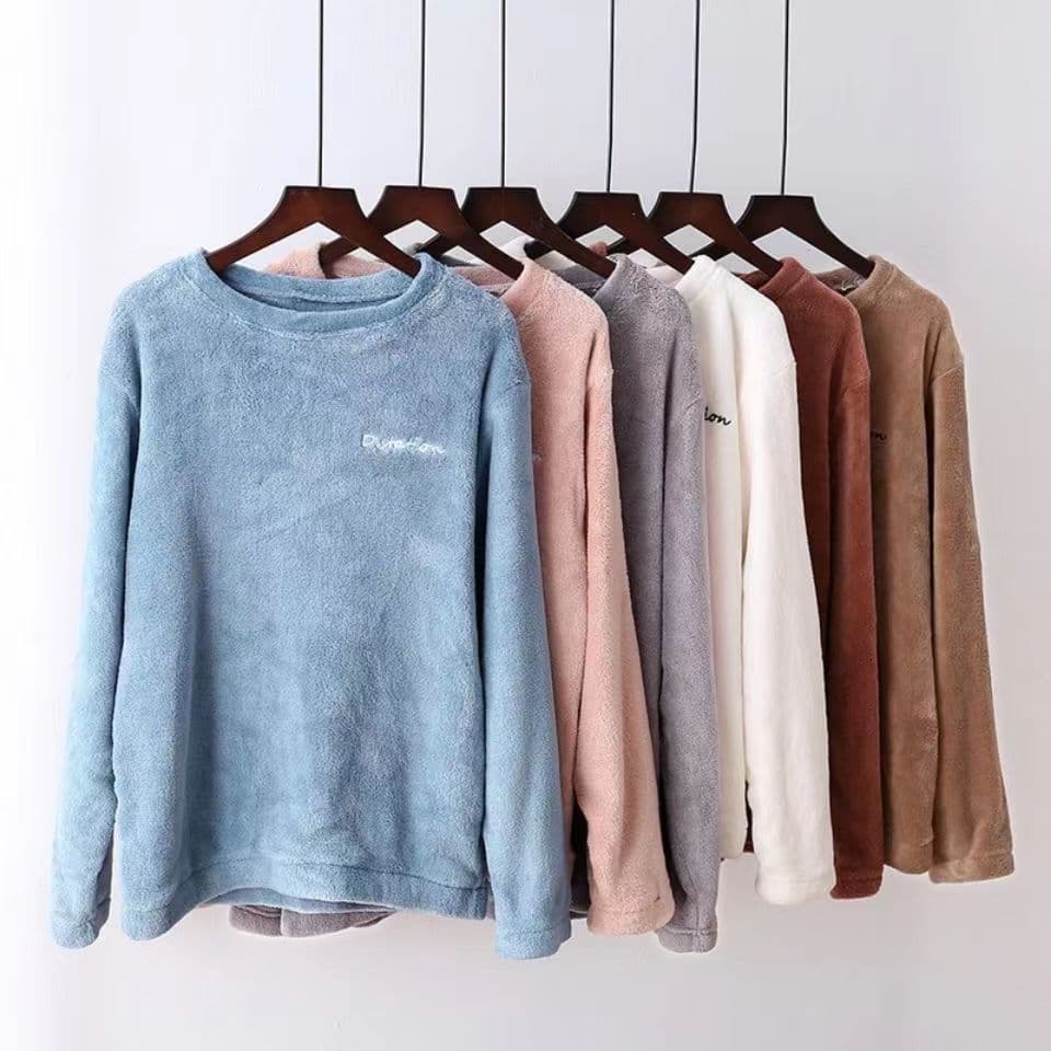 Camisola térmica em fleece coral para mulheres e homens, roupa de inverno para casais,roupa quente