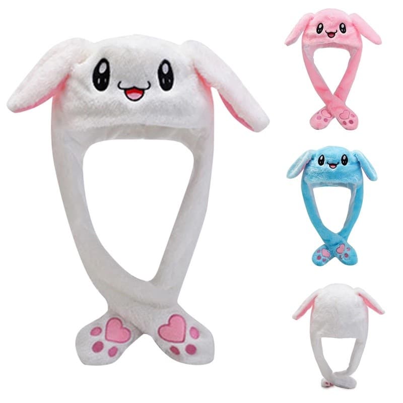 Moda Coelho Orelha Chapéu Movimento Saltar Com Lâmpada Estilo Preppy Brinquedos Engraçados Boné Feminino Meninas Cospaly