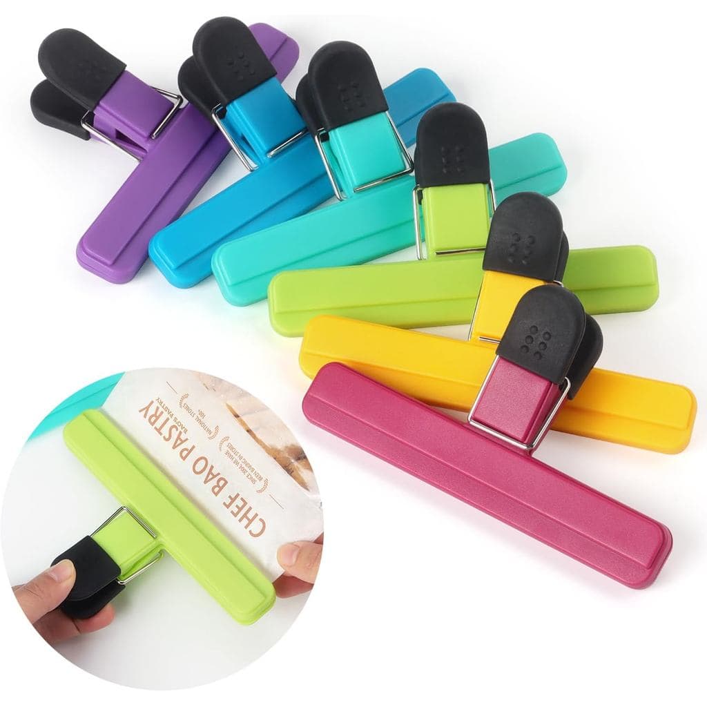 Tamaki 6 Peças de Clipes Grandes para Sacos de Salgadinhos, Cores Sortidas, Clipes de Plástico para Sacos de Alimentos,