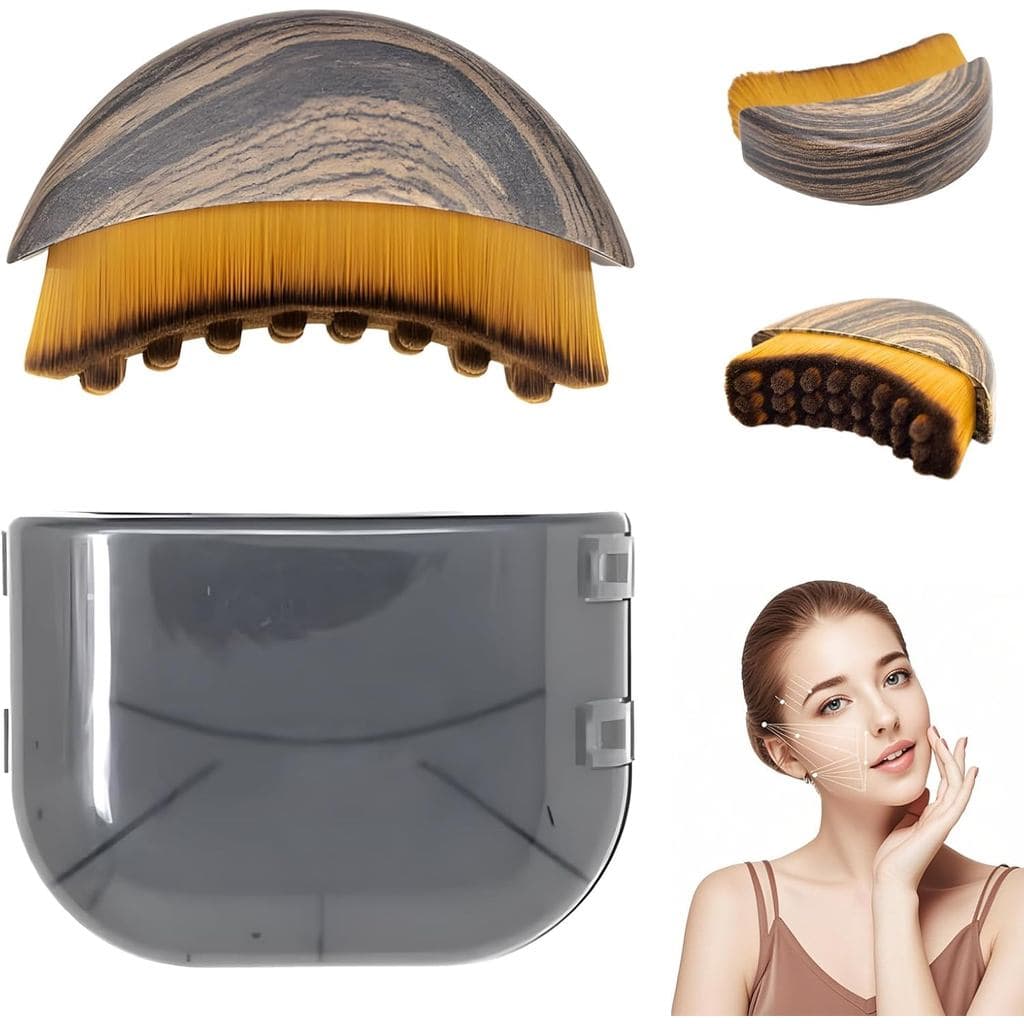 Escova facial linfática, utilizada para drenagem linfática e modelagem do queixo e da linha da mandíbula.