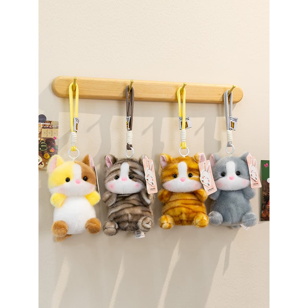 Bonito fragrância chaveiro saco de feijão gato boneca de pelúcia calmante descompressão pitada carro pingente menina peq