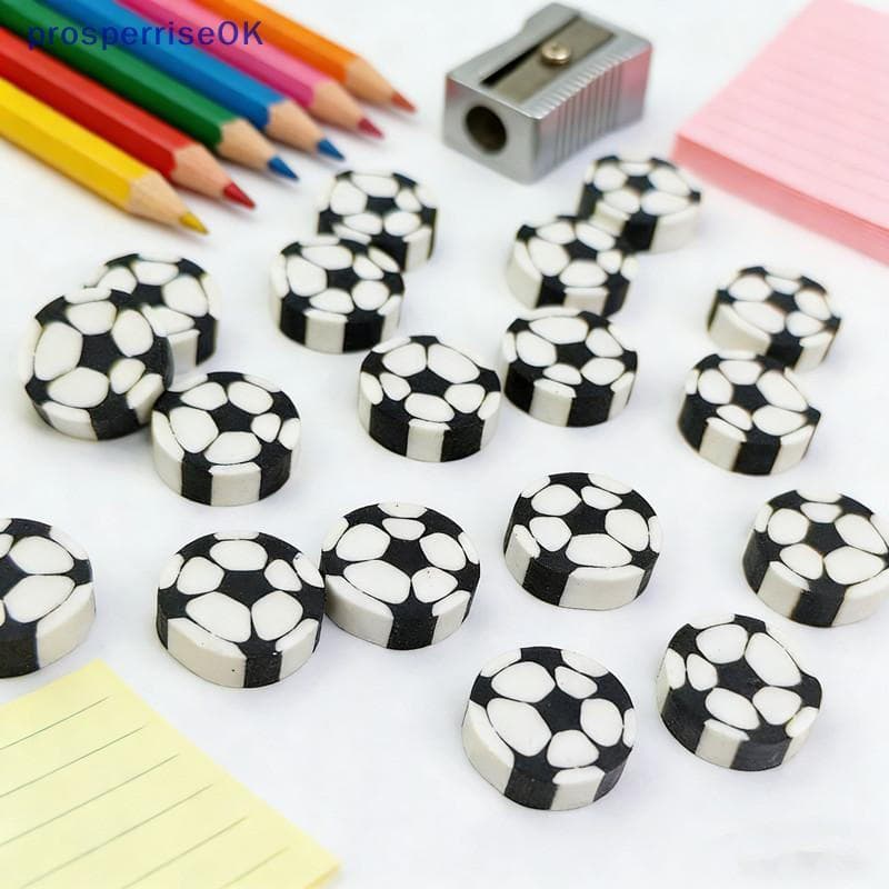 [newpros] 36 Peças De Borracha Com Padrão De Futebol De Desenho Animado , Escola , Jardim De Infância , Festa De Anivers