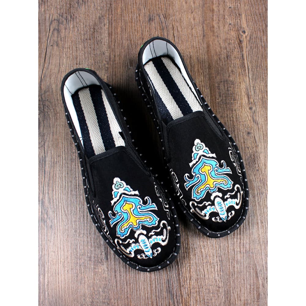 Velho pequim sapatos de pano masculino verão bordado estilo chinês artesanal Xishan um Pedal respirável bordado estilo c