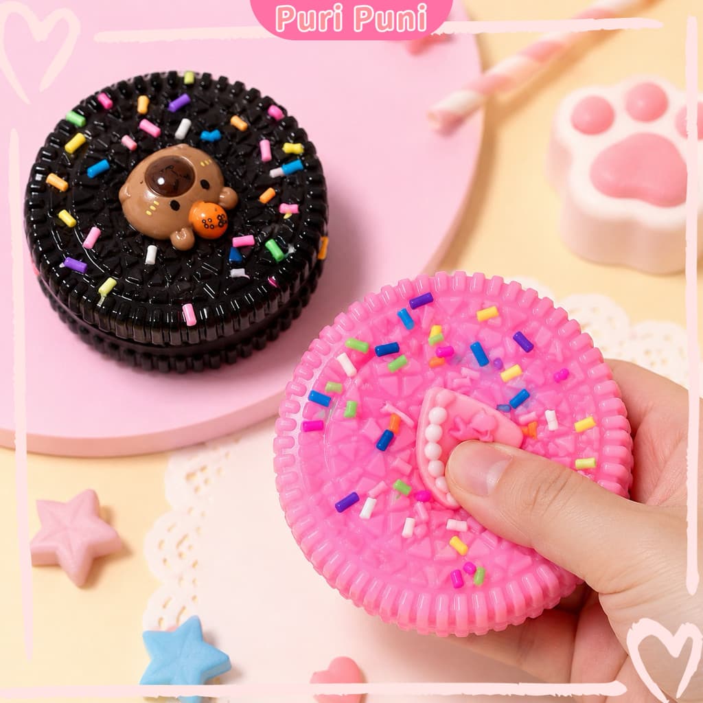 Brinquedo Squishy Bolacha Biscoito Taba De Apertar Alivia Estresse Antiestresse Pequena Macia Fofa