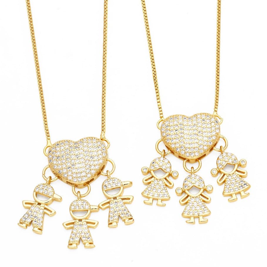Combinação De Múltiplos Estilos Moda Romântica Amor Meninos E Meninas Colar Pingente De Cristal De Jóias Da Mãe Feminina