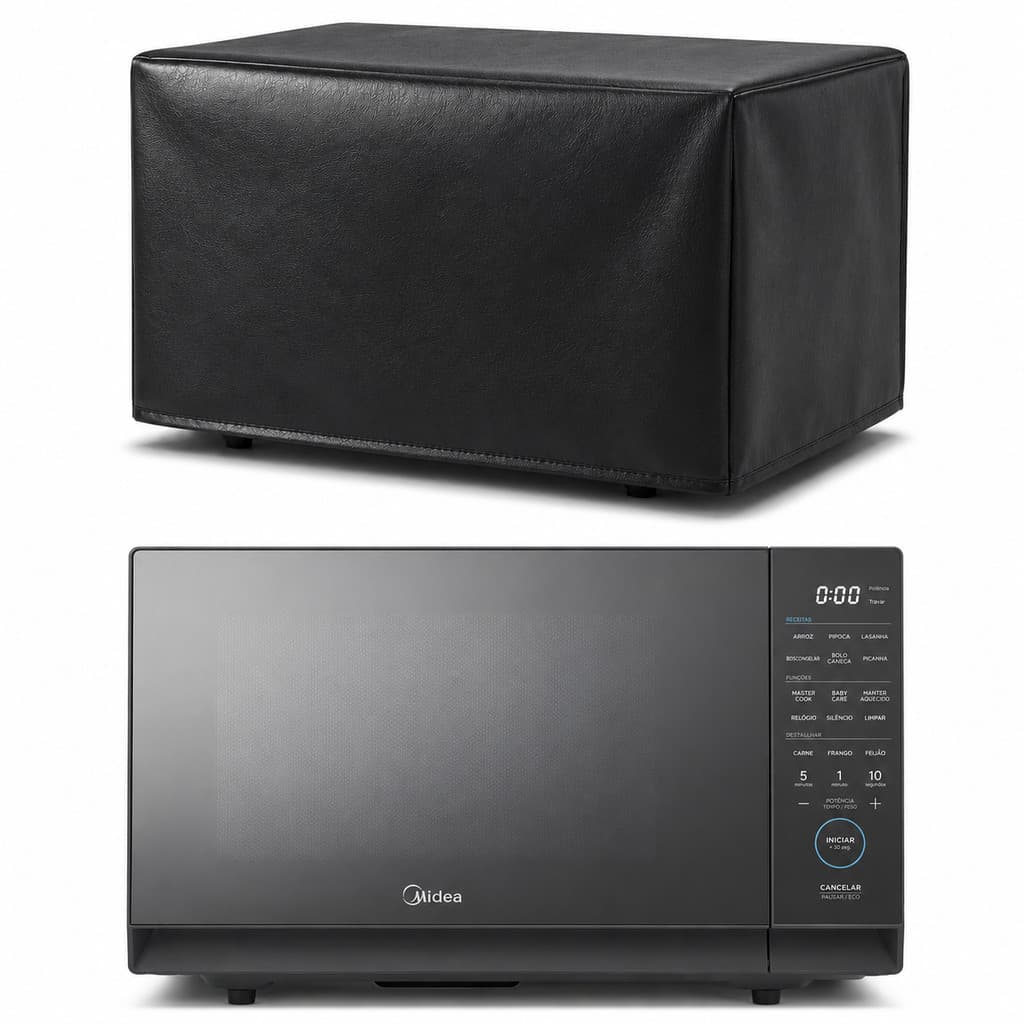 Capa Para Microondas Midea 35L - MHP35S1 Corino Preto Luxo