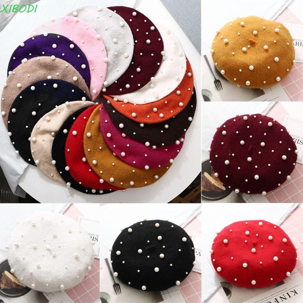 XIBODI Boina De Outono Chapéu Gorro De Cor Sólida Baggy Flat Cap