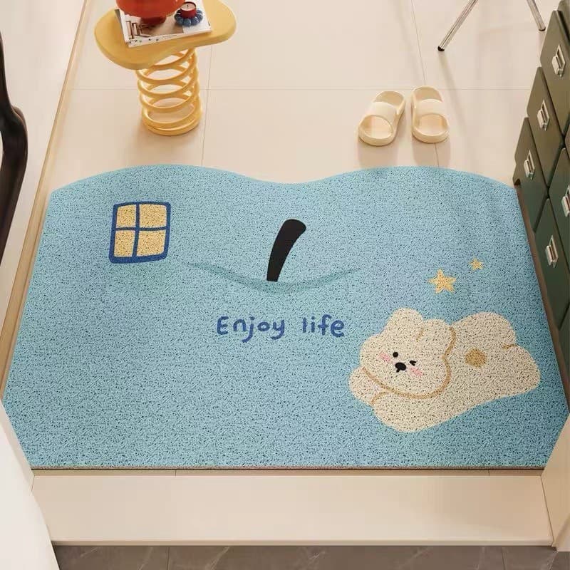 Novo Animal bonito círculo de seda entrada porta tapete entrada pé estilo INS pode cortar raspagem lama esfregando terra