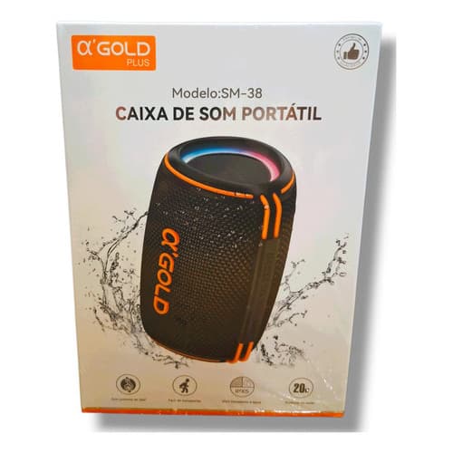 Caixa De Som Portátil A'gold Sm-38 Bluetooth Prova D'água