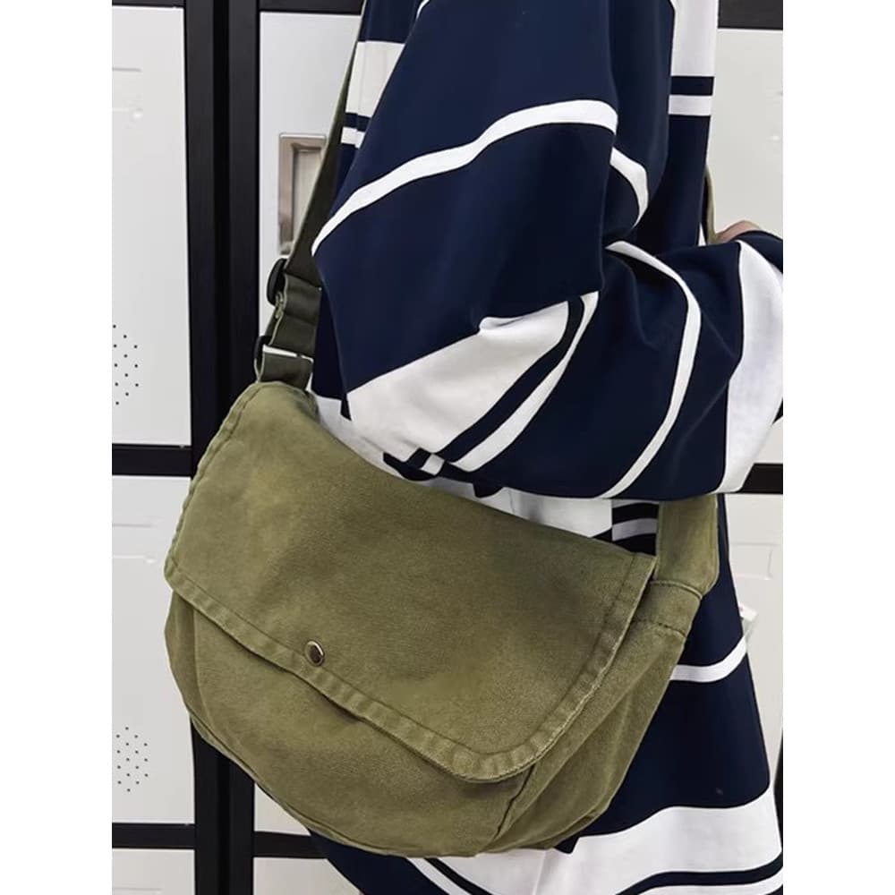 Estilo japonês tendência de rua Diagonal saco das mulheres dos homens ins Harajuku street Wear Retro lona bolsa de ombro