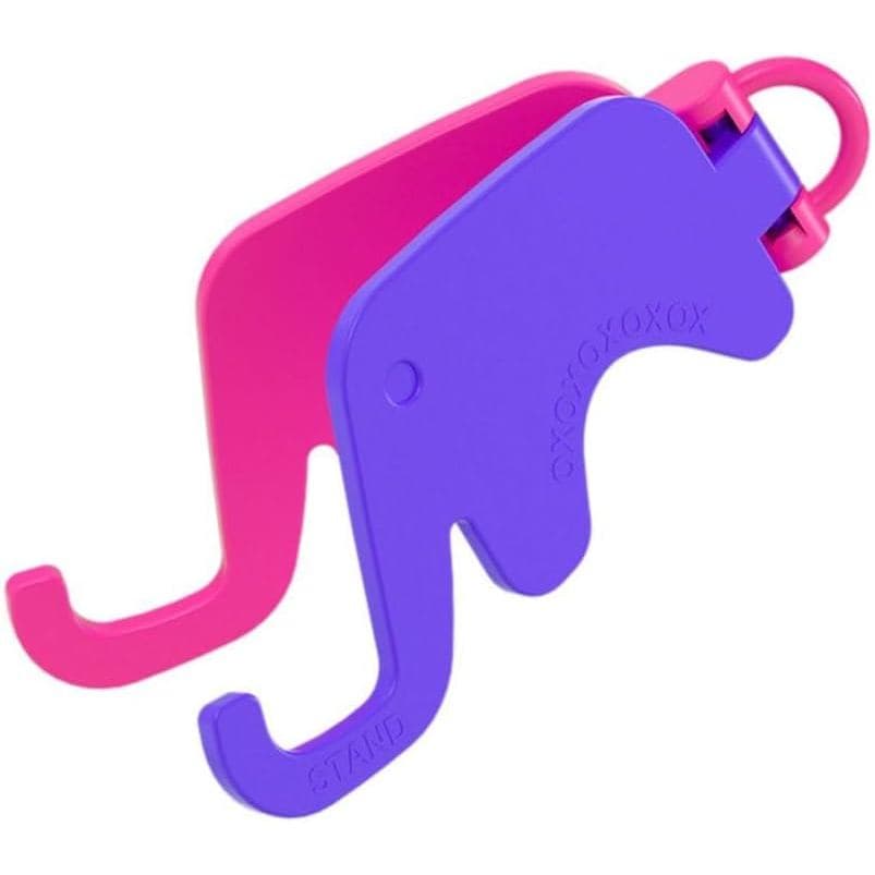Suporte para Celular em Estilo Cartoon Fofo com Chaveiro, Suporte para Telefone Celular (Roxo e Rosa Vermelho - sem Five