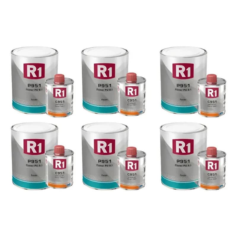 Kit Com 6 Unid Fundo Primer Pu 5:1 Cinza Roberlo P951 900ml