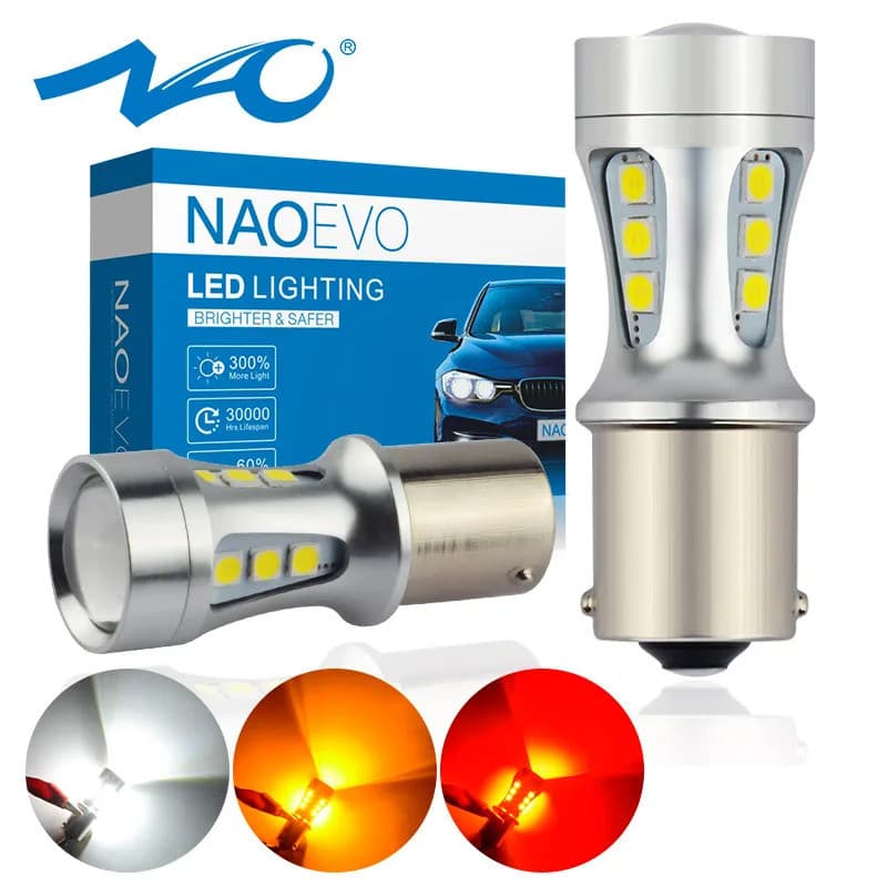 Lâmpada LED para Carro NAO P21W BAY15D PY21W BA15S Branca 1300Lm P21/5W Sinalizador 1156 3030 1157 T20 W16W T15 W21/5W 7