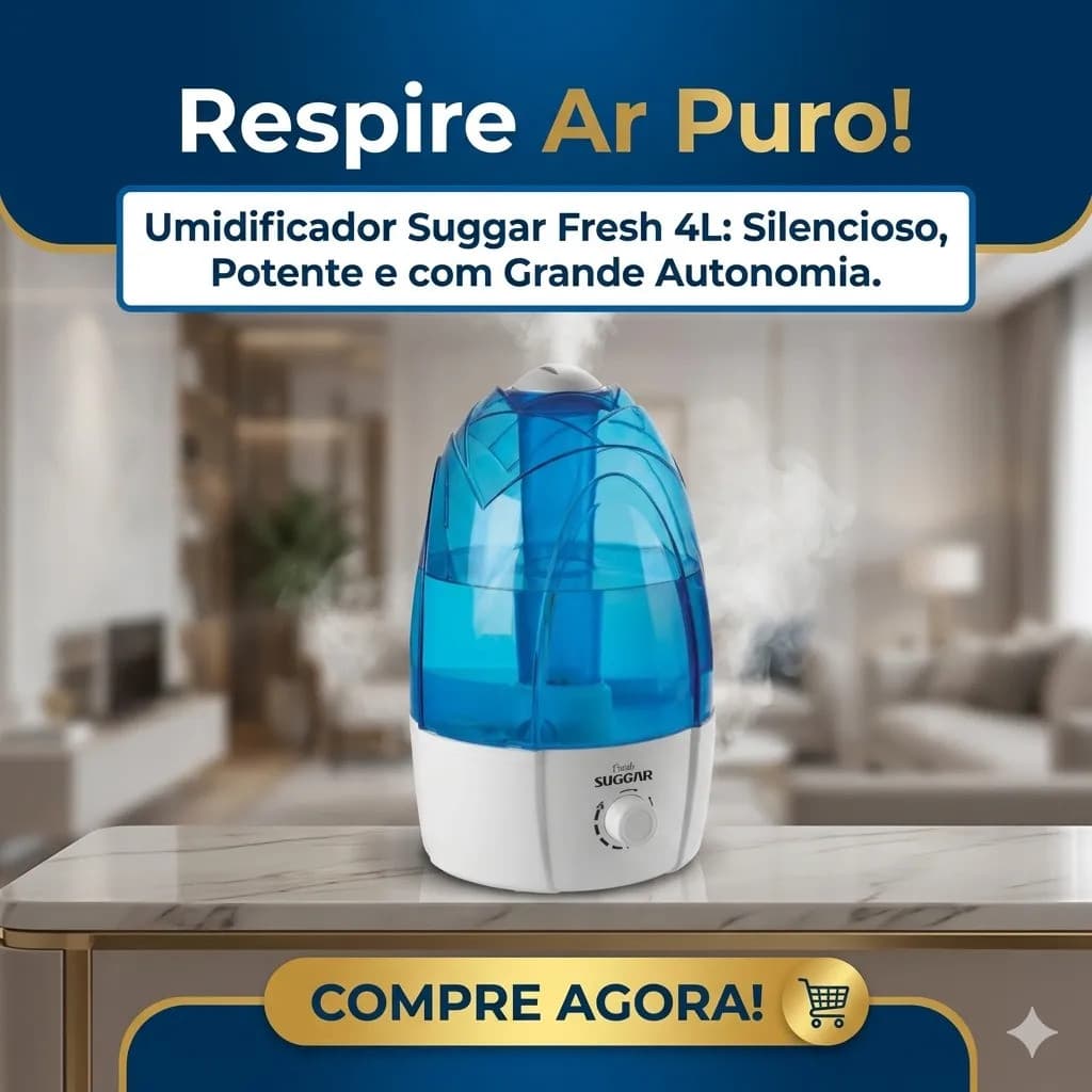 Umidificador De Ar Ultrassônico 4 Litros Suggar Bivolt Silencioso Para Quarto Bebê Casa E Escritório UM45BIBR