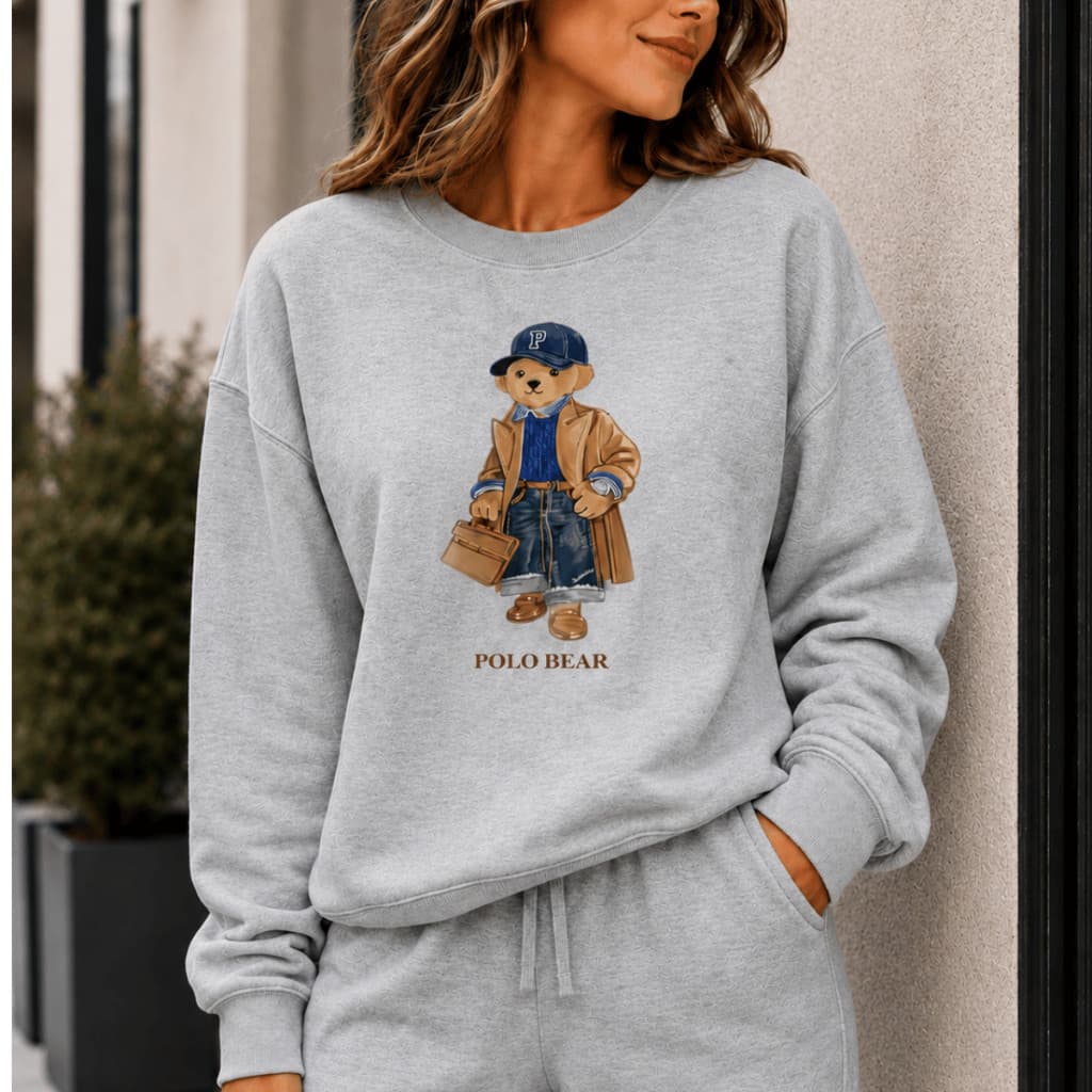 Moletom Careca Feminino Estampa Urso Polo Bear Premium Confortável