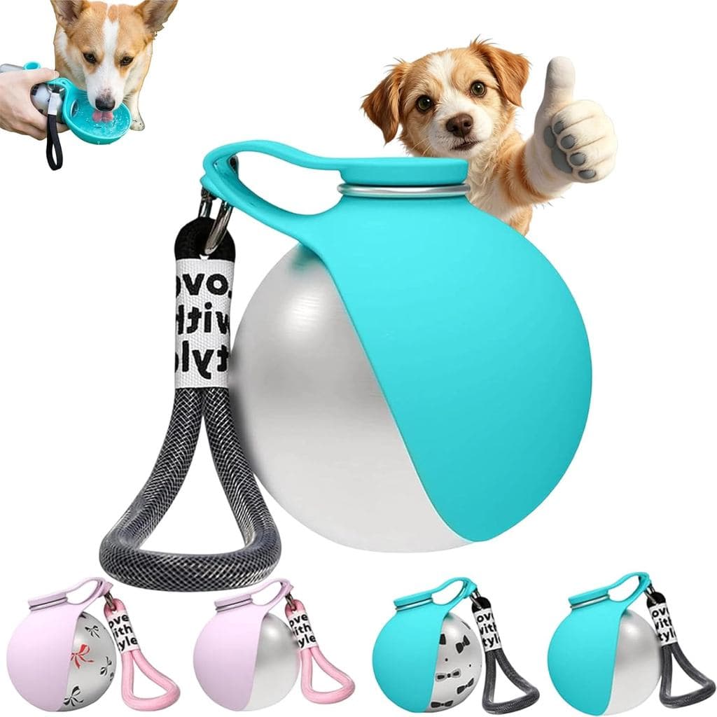 Bola de Água Portátil para Cães, Garrafa de Água Portátil para Cães com Tigela, Garrafa de Água Dobrável para Animais de