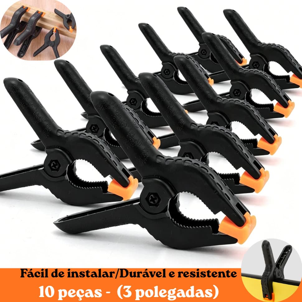 Kit 10 Pç Grampos Sargento Plástico Multiuso Fundo Infinito Fixação Forte para Marcenaria Carpintaria Fotografia