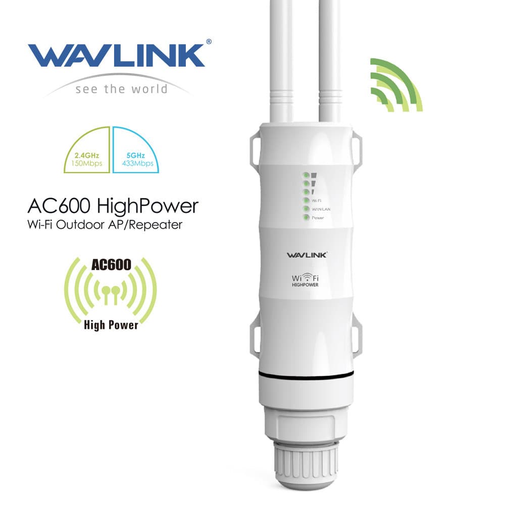 Repetidor WiFi  Ac600 2.4 / 5g Alta Potência Externo À Prova D'água, Access Point 2 em 1 para Quintal Sítio e Área Rural