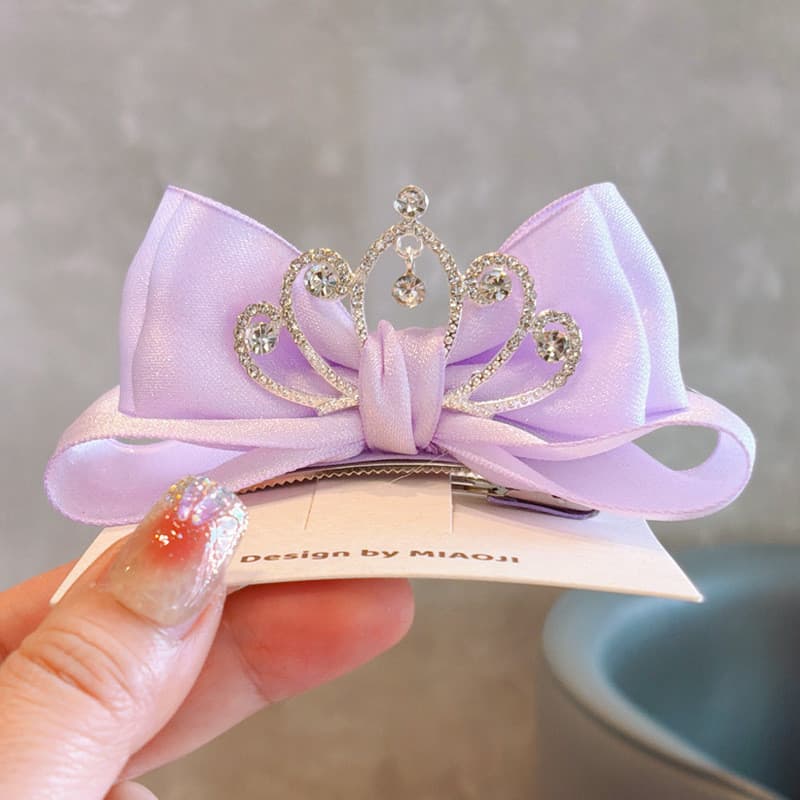 Crianças versão coreana strass coroa arco grampo de cabelo meninas requintado estilo ocidental estilo princesa roxo clip