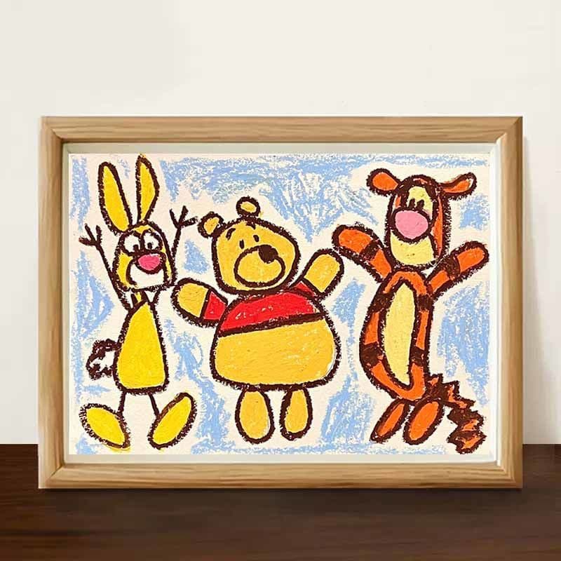 Winnie the Pooh Pooh Tigger Pintura a óleo Moldura para fotos Sala de estar Decoração de mesa Pintura Foto Quarto Mural