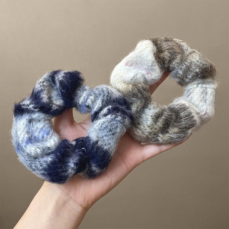 Novo outono inverno lã Scrunchy laço de cabelo macio quente gravata cabeça de cabelo corda bonito doce acessórios para o