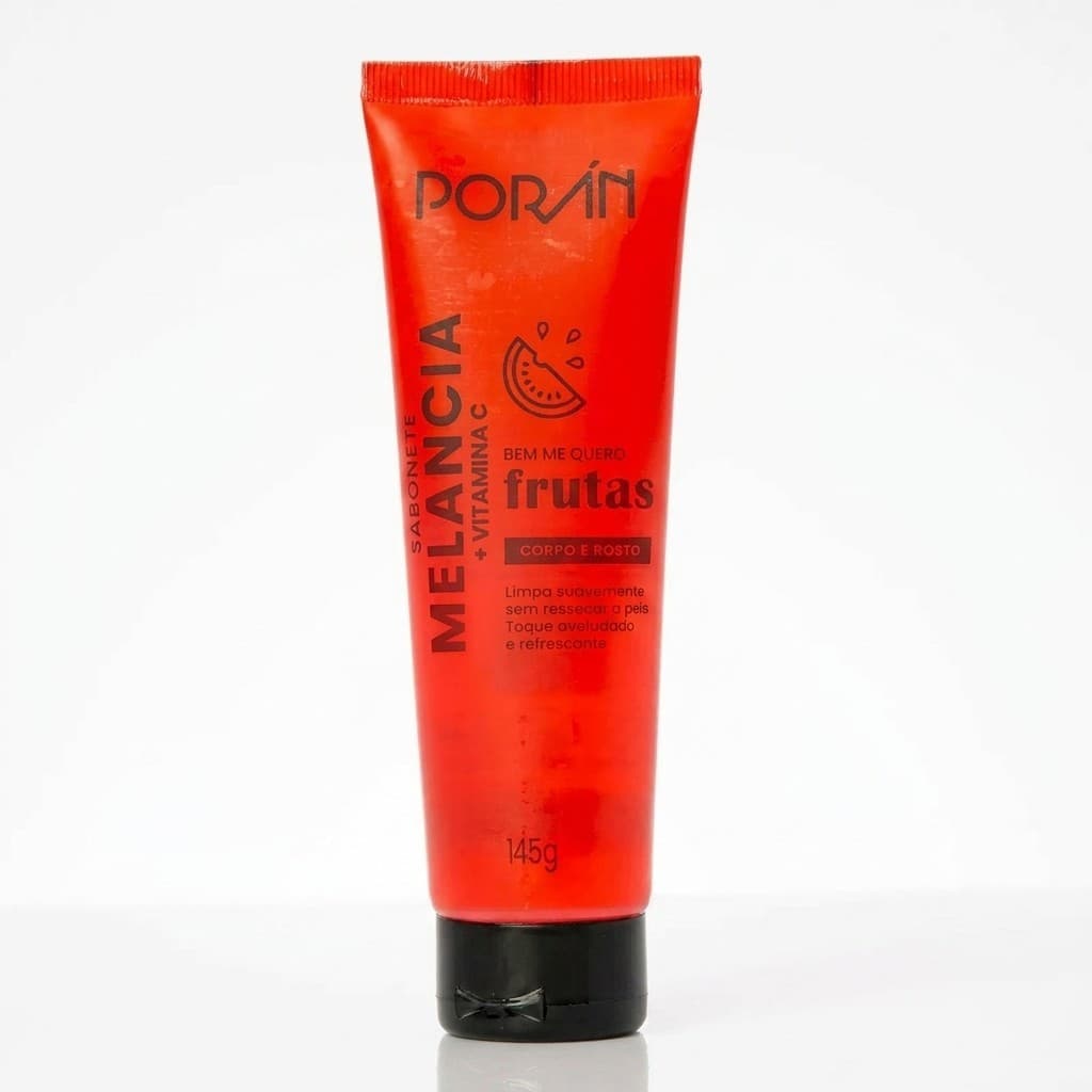 Sabonete Liquido Facial E Corporal Melancia Poran 145g Vitamina C Acido Hialuronico Limpeza Profunda