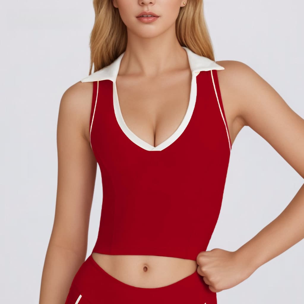 Novo estilo colete de yoga com almofada no peito sem mangas lapela esportes Pilates contraste cor Fitness yoga roupas to