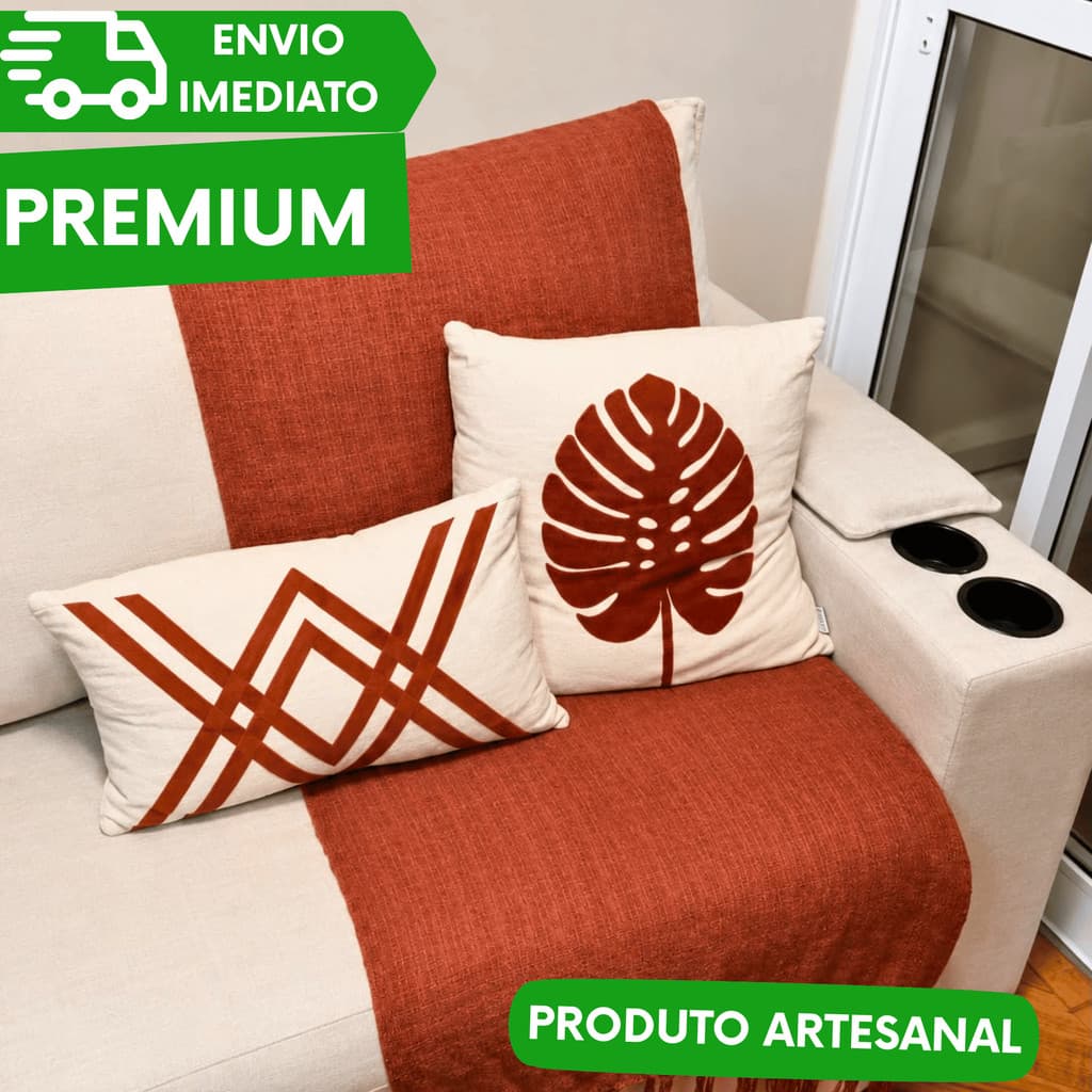 Manta para Sofá Grande Premium 1,20x2,00 | Artesanal com Franjas e Estilo Boho