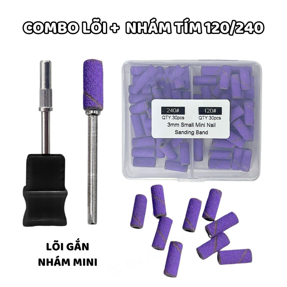 60 mini brocas de 3,1 mm para polimento de unhas, granulometria 120/240, adequadas para manicures em gel acrílico.