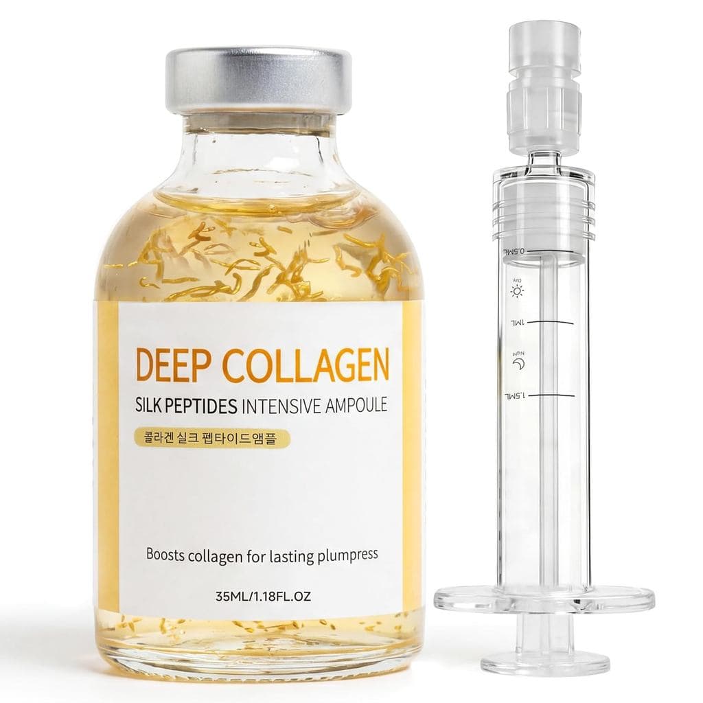Deep Collagen Serum Silk Peptide Ampoule, Korean Anti Aging Serum for Face with Collagen & Peptide, Moisturizes Improves
