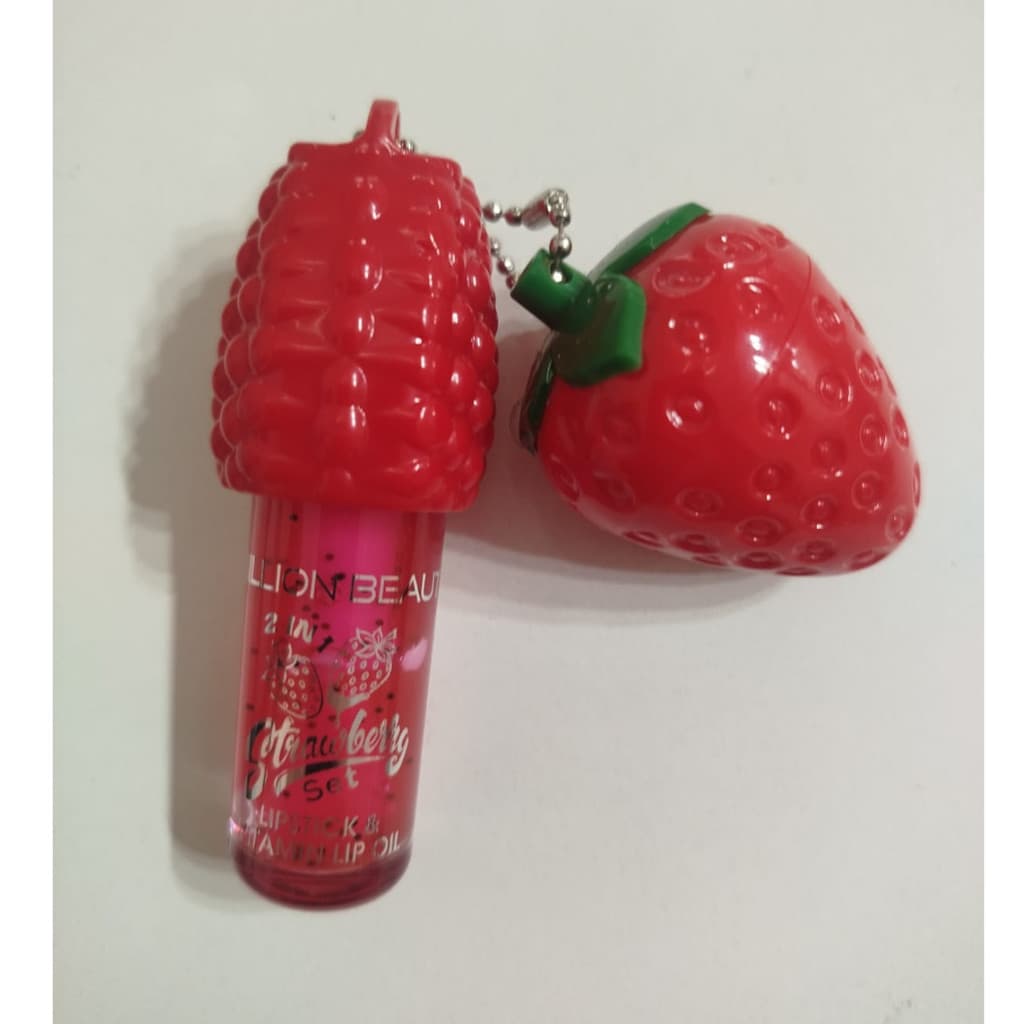 Gloss 2 em 1 Lipstick e Lip oil Morango - Billion Beauty