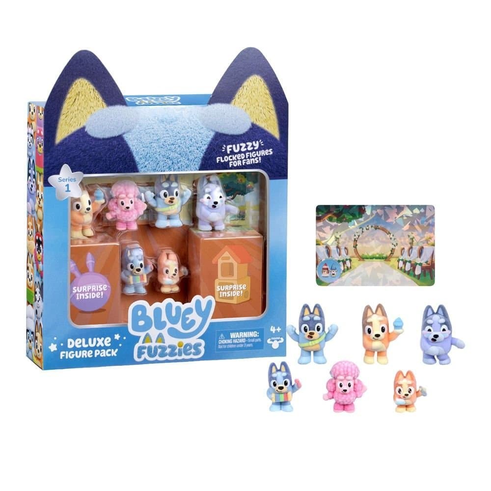Pack Deluxe Bluey Fuzzies Com 6 Mini-figuras