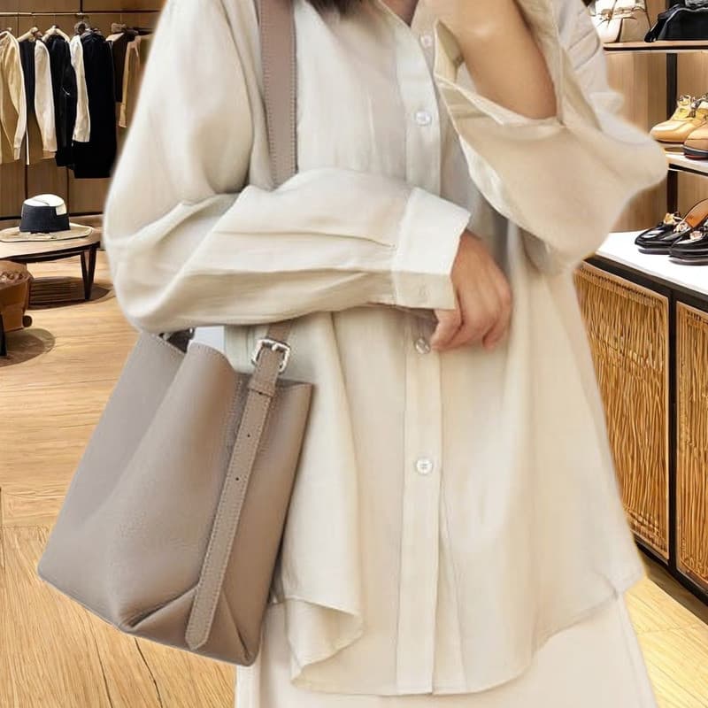 França MKDN Bolsa Feminina Este Ano Novo Estilo High-End Feel Bolsa Balde de Grande Capacidade Commuter Cross-