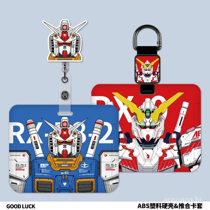 Cartão de acesso ao ônibus personalizado estilo Gundam, porta-crachá de estudante, porta-crachá horizontal com cordão e