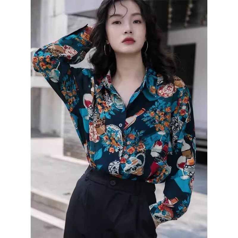 Camisa estilo francês Paris, masculina, feminina, verão, estilo Hong Kong, retrô, solta, Design de nicho, manga comprida