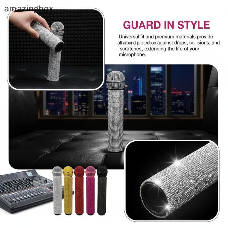 Capa De Alça De Microfone Sem Fio , 1 Peça , Strass Brilhantes , Manga Decorativa Para Eventos De Palco Profissionais